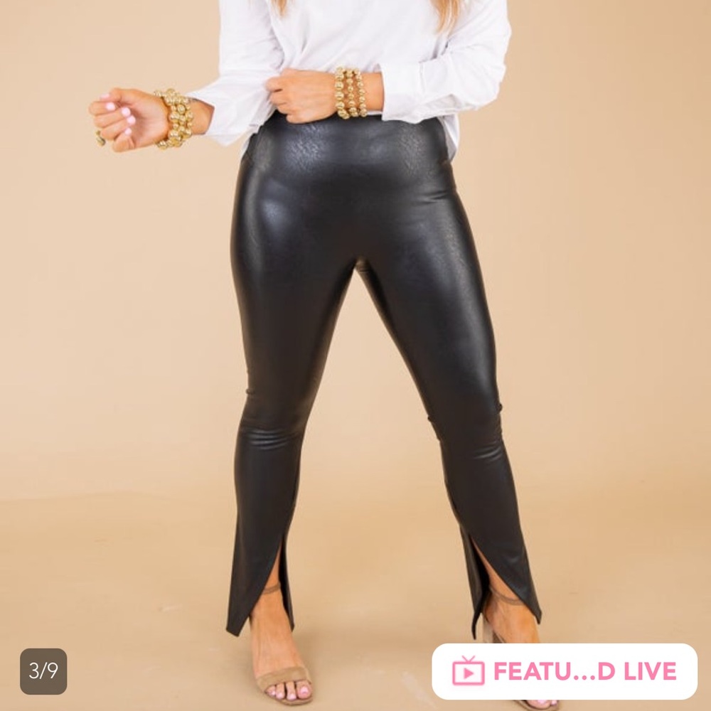 Spanx Faux Leather Like Front Slit Pants NEW